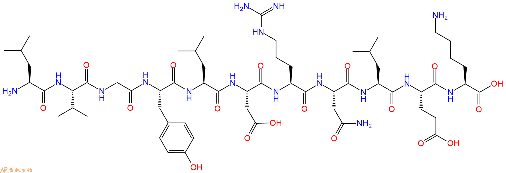 专肽生物产品H2N-Leu-Val-Gly-Tyr-Leu-Asp-Arg-Asn-Leu-Glu-Lys-OH