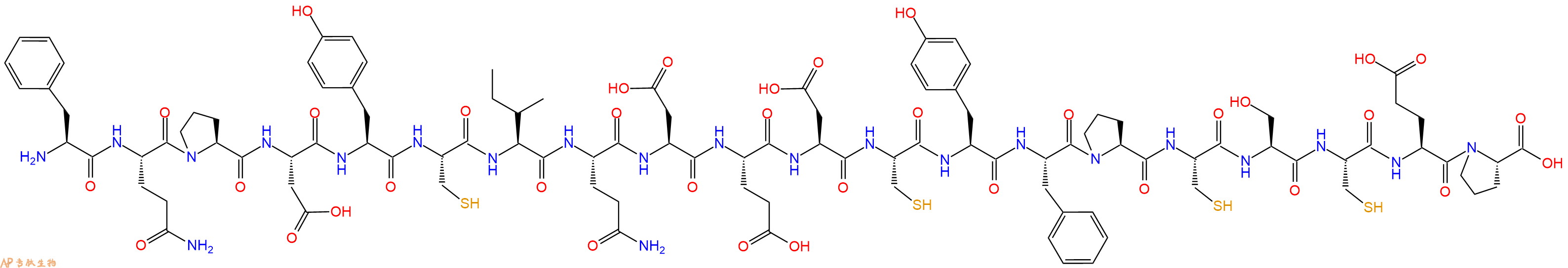 专肽生物产品H2N-Phe-Gln-Pro-Asp-Tyr-Cys-Ile-Gln-Asp-Glu-Asp-Cys-Tyr-Phe-Pro-Cys-Ser-Cys-Glu-Pro-OH