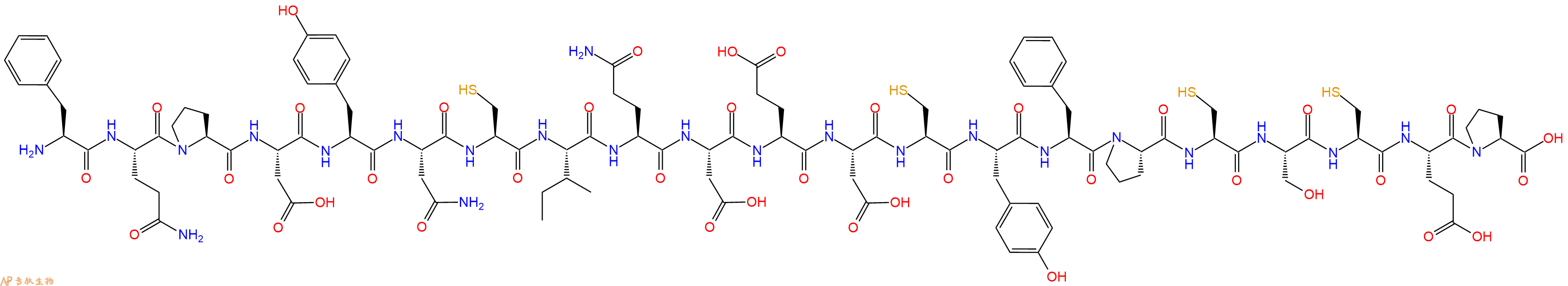 专肽生物产品H2N-Phe-Gln-Pro-Asp-Tyr-Asn-Cys-Ile-Gln-Asp-Glu-Asp-Cys-Tyr-Phe-Pro-Cys-Ser-Cys-Glu-Pro-OH