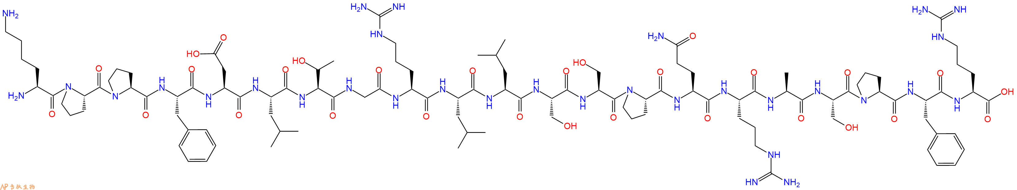 专肽生物产品H2N-Lys-Pro-Pro-Phe-Asp-Leu-Thr-Gly-Arg-Leu-Leu-Ser-Ser-Pro-Gln-Arg-Ala-Ser-Pro-Phe-Arg-OH