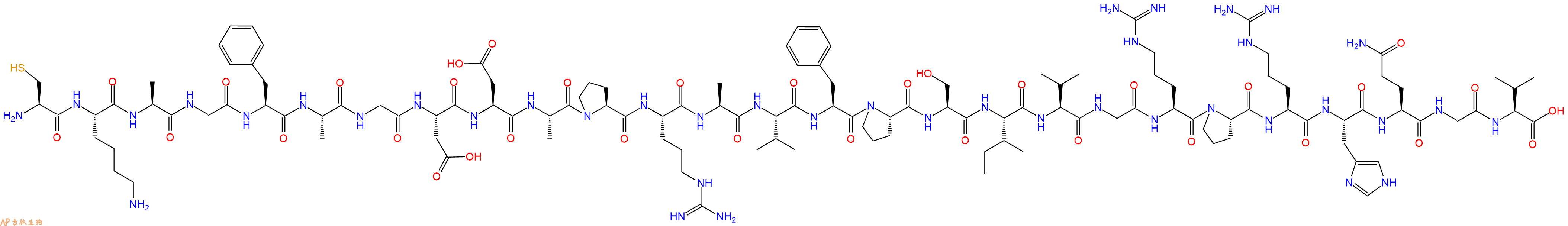 专肽生物产品H2N-Cys-Lys-Ala-Gly-Phe-Ala-Gly-Asp-Asp-Ala-Pro-Arg-Ala-Val-Phe-Pro-Ser-Ile-Val-Gly-Arg-Pro-Arg-His-Gln-Gly-Val-OH