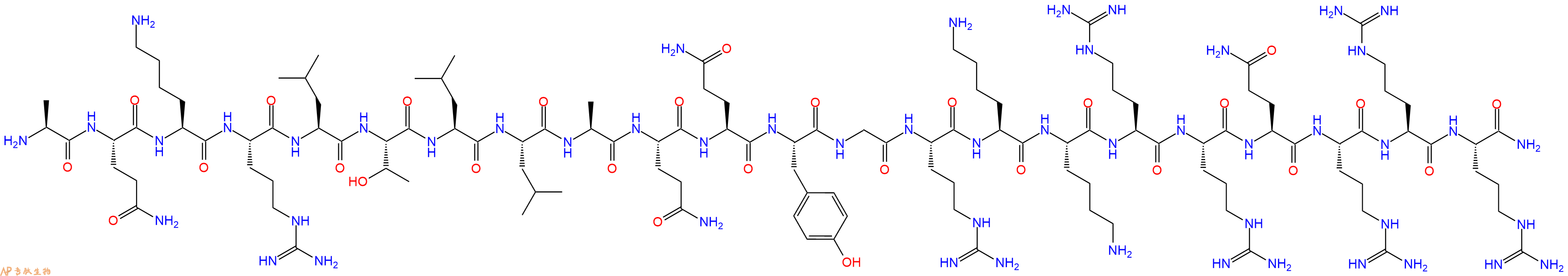 专肽生物产品H2N-Ala-Gln-Lys-Arg-Leu-Thr-Leu-Leu-Ala-Gln-Gln-Tyr-Gly-Arg-Lys-Lys-Arg-Arg-Gln-Arg-Arg-Arg-CONH2