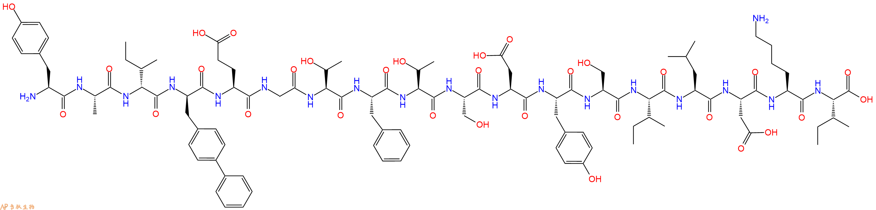 专肽生物产品H2N-Tyr-Ala-DIle-DBip-Glu-Gly-Thr-Phe-Thr-Ser-Asp-Tyr-Ser-Ile-Leu-Asp-Lys-Ile-OH
