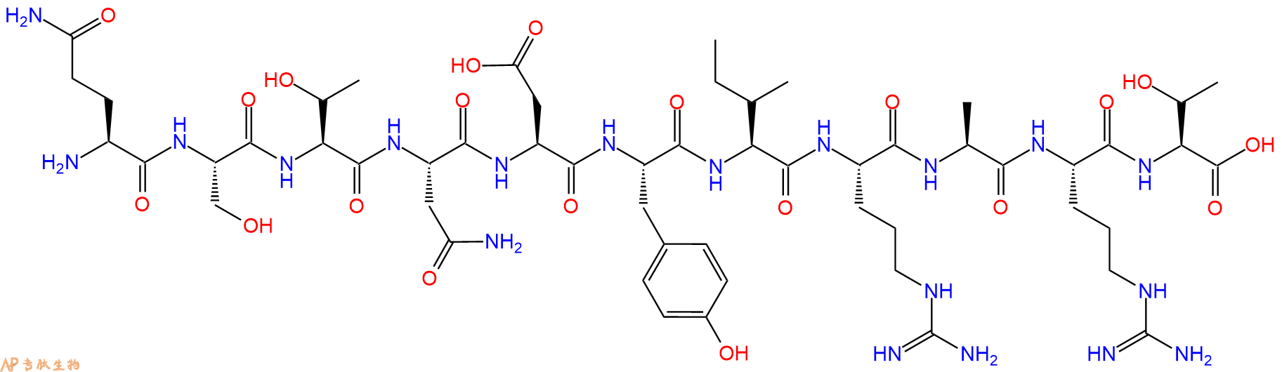 专肽生物产品H2N-Gln-Ser-Thr-Asn-Asp-Tyr-Ile-Arg-Ala-Arg-Thr-OH