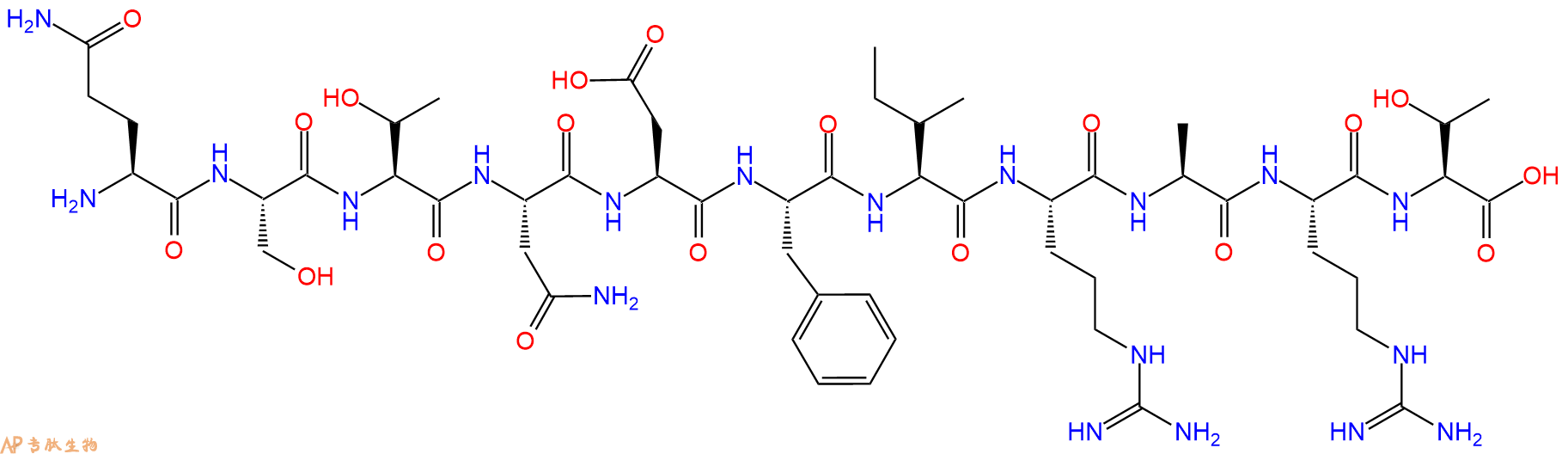 专肽生物产品H2N-Gln-Ser-Thr-Asn-Asp-Phe-Ile-Arg-Ala-Arg-Thr-OH
