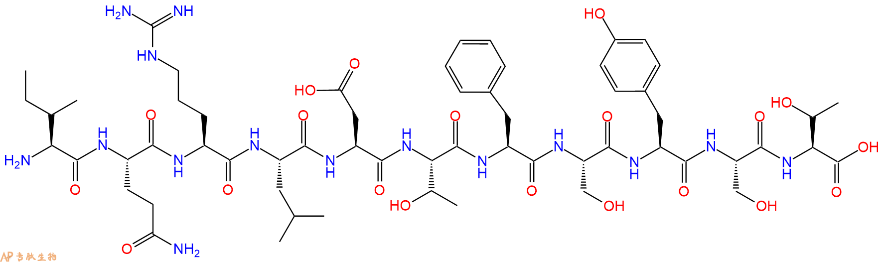 专肽生物产品H2N-Ile-Gln-Arg-Leu-Asp-Thr-Phe-Ser-Tyr-Ser-Thr-OH