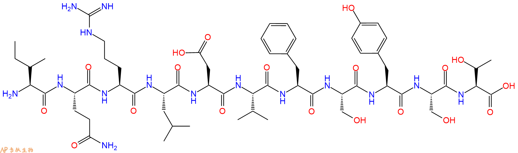 专肽生物产品H2N-Ile-Gln-Arg-Leu-Asp-Val-Phe-Ser-Tyr-Ser-Thr-OH