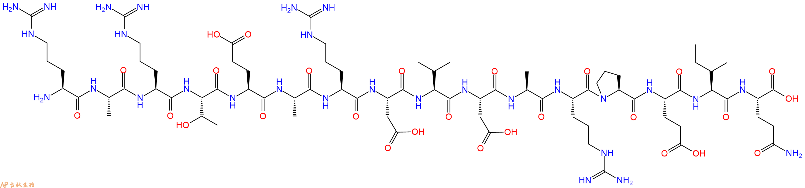 专肽生物产品H2N-Arg-Ala-Arg-Thr-Glu-Ala-Arg-Asp-Val-Asp-Ala-Arg-Pro-Glu-Ile-Gln-OH
