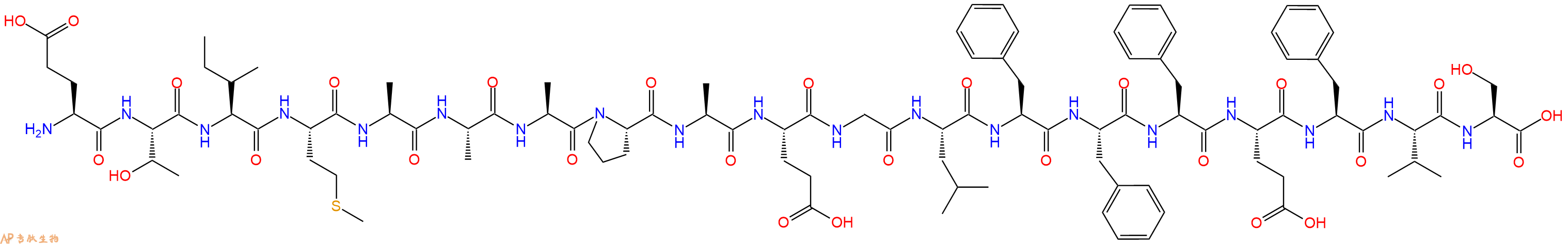 专肽生物产品H2N-Glu-Thr-Ile-Met-Ala-Ala-Ala-Pro-Ala-Glu-Gly-Leu-Phe-Phe-Phe-Glu-Phe-Val-Ser-OH