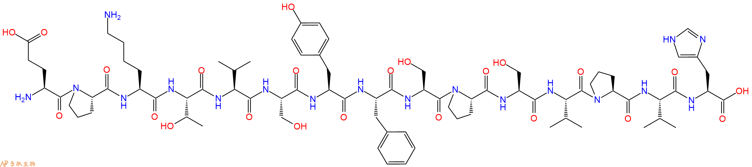 专肽生物产品H2N-Glu-Pro-Lys-Thr-Val-Ser-Tyr-Phe-Ser-Pro-Ser-Val-Pro-Val-His-OH