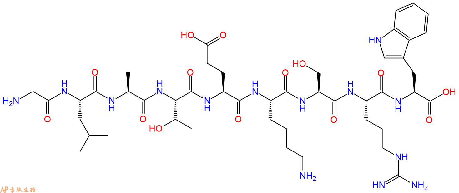 专肽生物产品H2N-Gly-Leu-Ala-Thr-Glu-Lys-Ser-Arg-Trp-OH