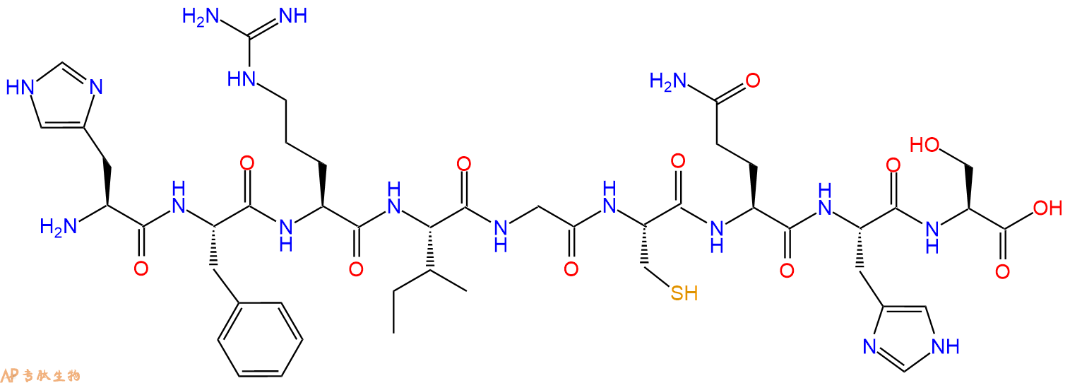 专肽生物产品H2N-His-Phe-Arg-Ile-Gly-Cys-Gln-His-Ser-OH