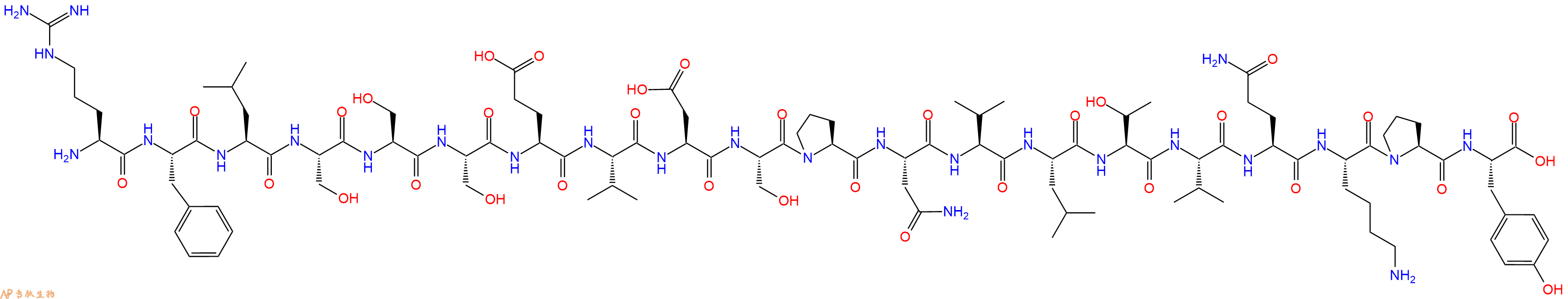 专肽生物产品H2N-Arg-Phe-Leu-Ser-Ser-Ser-Glu-Val-Asp-Ser-Pro-Asn-Val-Leu-Thr-Val-Gln-Lys-Pro-Tyr-OH