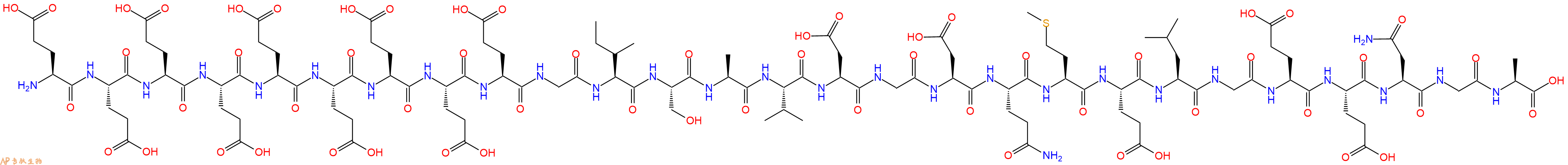 专肽生物产品H2N-Glu-Glu-Glu-Glu-Glu-Glu-Glu-Glu-Glu-Gly-Ile-Ser-Ala-Val-Asp-Gly-Asp-Gln-Met-Glu-Leu-Gly-Glu-Glu-Asn-Gly-Ala-OH