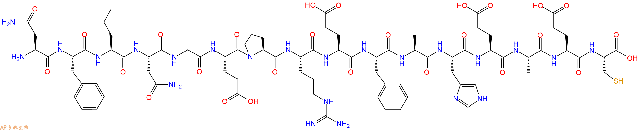 专肽生物产品H2N-Asn-Phe-Leu-Asn-Gly-Glu-Pro-Arg-Glu-Phe-Ala-His-Glu-Ala-Glu-Cys-OH