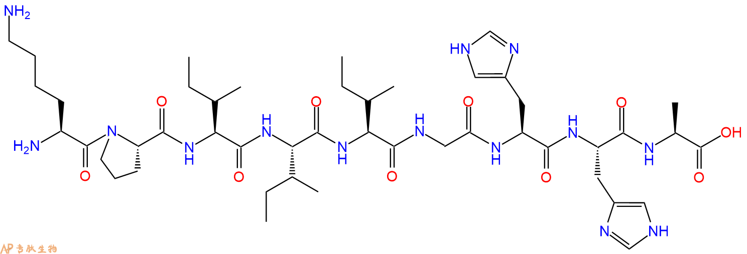 专肽生物产品H2N-Lys-Pro-Ile-Ile-Ile-Gly-His-His-Ala-OH