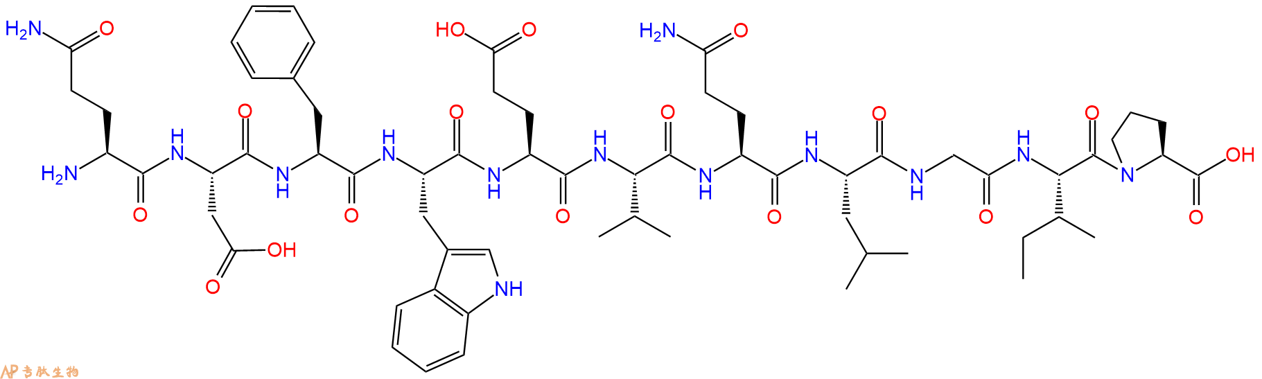 专肽生物产品H2N-Gln-Asp-Phe-Trp-Glu-Val-Gln-Leu-Gly-Ile-Pro-OH