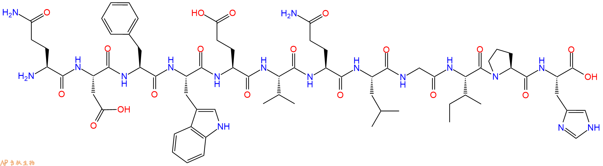 专肽生物产品H2N-Gln-Asp-Phe-Trp-Glu-Val-Gln-Leu-Gly-Ile-Pro-His-OH
