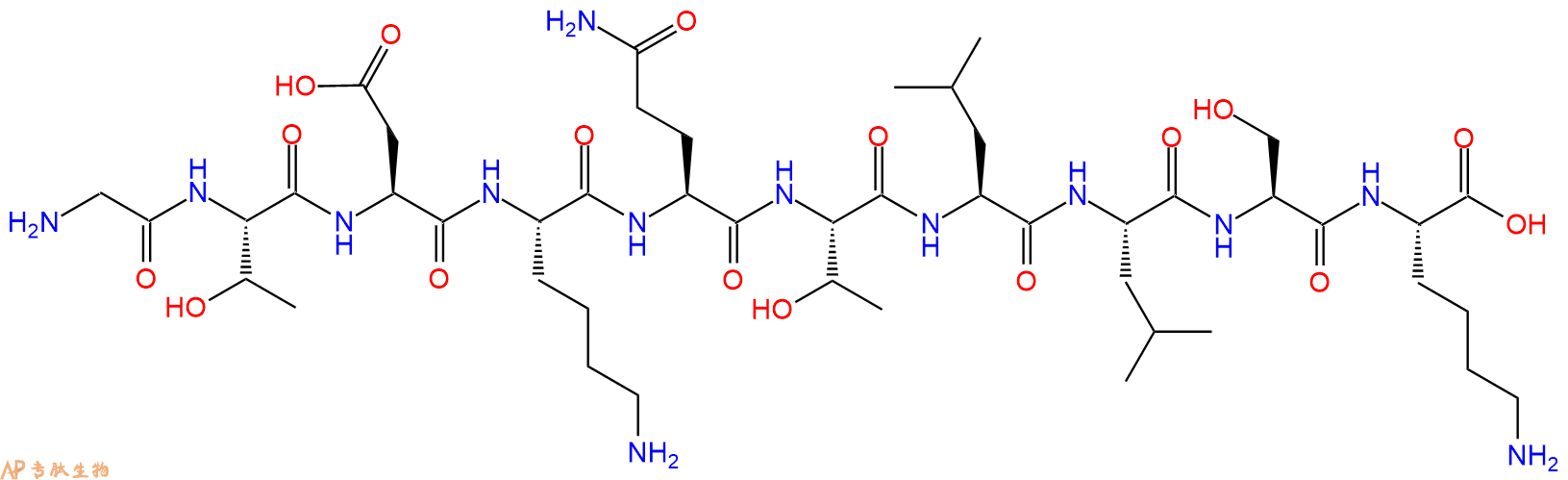 专肽生物产品H2N-Gly-Thr-Asp-Lys-Gln-Thr-Leu-Leu-Ser-Lys-OH
