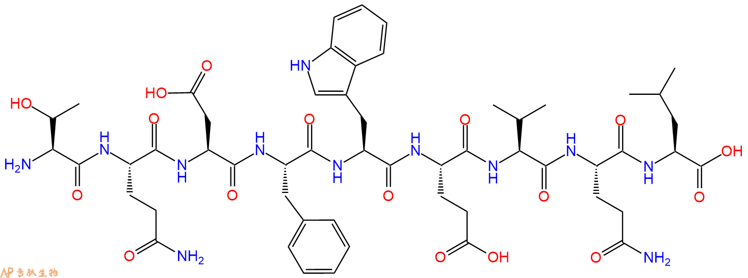 专肽生物产品H2N-Thr-Gln-Asp-Phe-Trp-Glu-Val-Gln-Leu-OH
