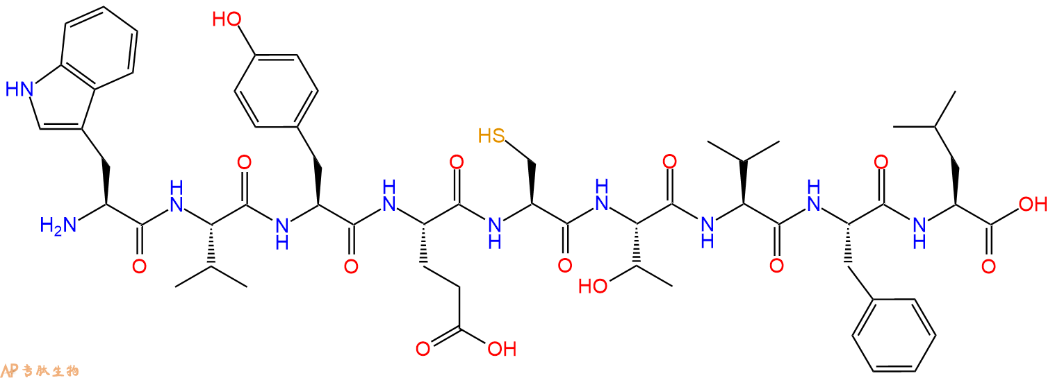 专肽生物产品H2N-Trp-Val-Tyr-Glu-Cys-Thr-Val-Phe-Leu-OH
