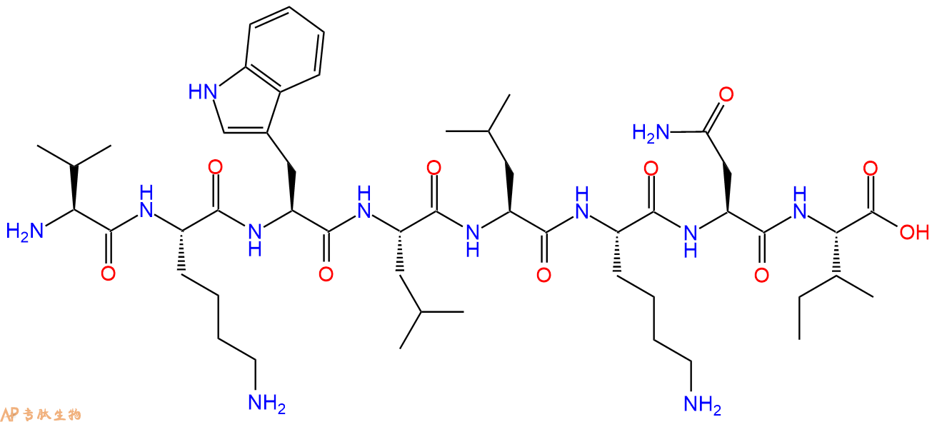 专肽生物产品H2N-Val-Lys-Trp-Leu-Leu-Lys-Asn-Ile-OH