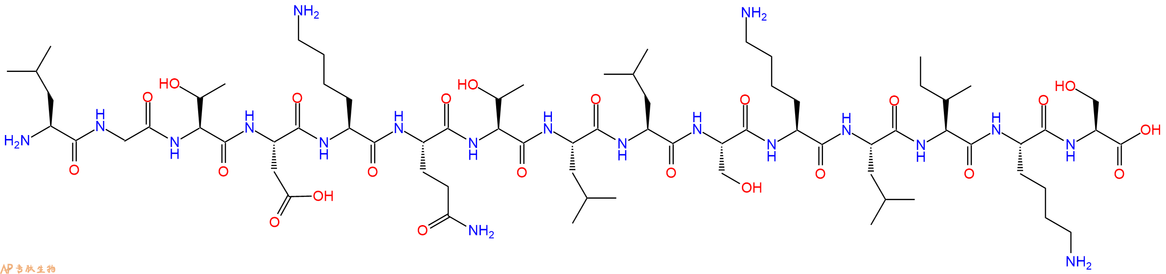 专肽生物产品H2N-Leu-Gly-Thr-Asp-Lys-Gln-Thr-Leu-Leu-Ser-Lys-Leu-Ile-Lys-Ser-OH