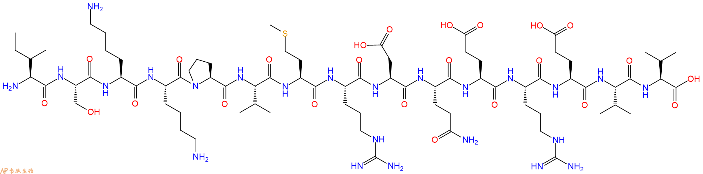 专肽生物产品H2N-Ile-Ser-Lys-Lys-Pro-Val-Met-Arg-Asp-Gln-Glu-Arg-Glu-Val-Val-OH