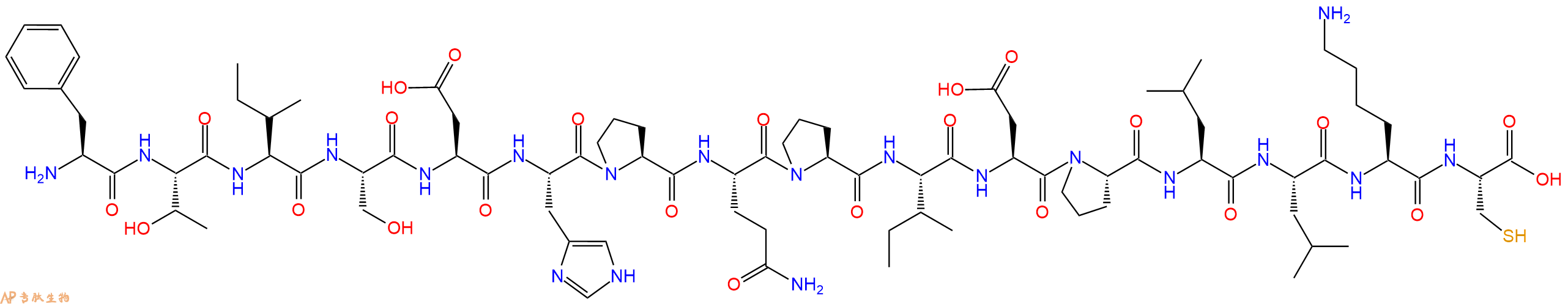 专肽生物产品H2N-Phe-Thr-Ile-Ser-Asp-His-Pro-Gln-Pro-Ile-Asp-Pro-Leu-Leu-Lys-Cys-OH