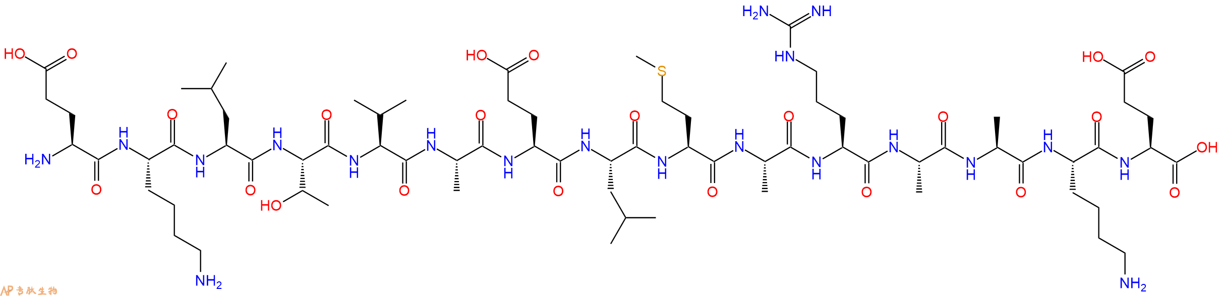 专肽生物产品H2N-Glu-Lys-Leu-Thr-Val-Ala-Glu-Leu-Met-Ala-Arg-Ala-Ala-Lys-Glu-OH