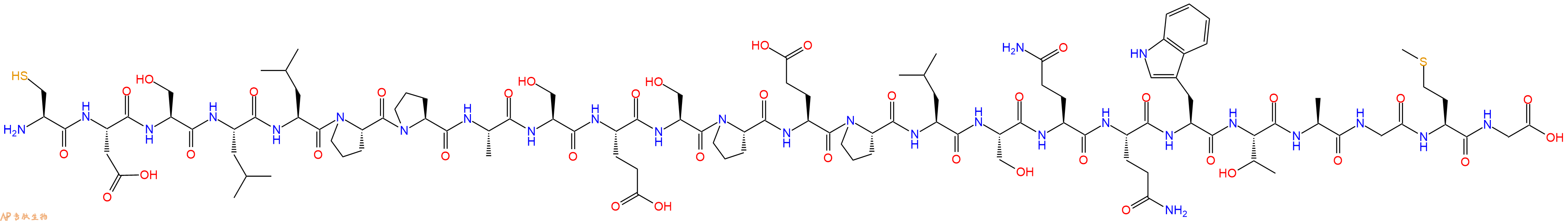 专肽生物产品H2N-Cys-Asp-Ser-Leu-Leu-Pro-Pro-Ala-Ser-Glu-Ser-Pro-Glu-Pro-Leu-Ser-Gln-Gln-Trp-Thr-Ala-Gly-Met-Gly-OH