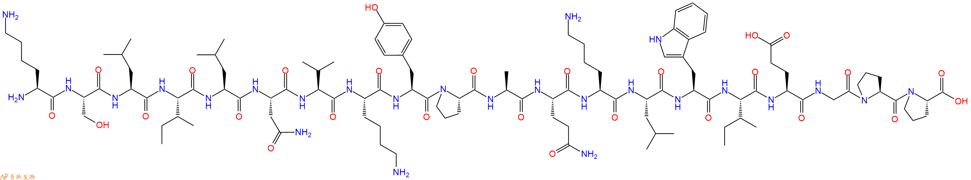 专肽生物产品H2N-Lys-Ser-Leu-Ile-Leu-Asn-Val-Lys-Tyr-Pro-Ala-Gln-Lys-Leu-Trp-Ile-Glu-Gly-Pro-Pro-OH
