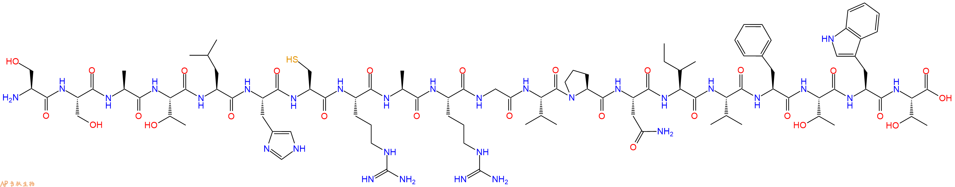 专肽生物产品H2N-Ser-Ser-Ala-Thr-Leu-His-Cys-Arg-Ala-Arg-Gly-Val-Pro-Asn-Ile-Val-Phe-Thr-Trp-Thr-OH