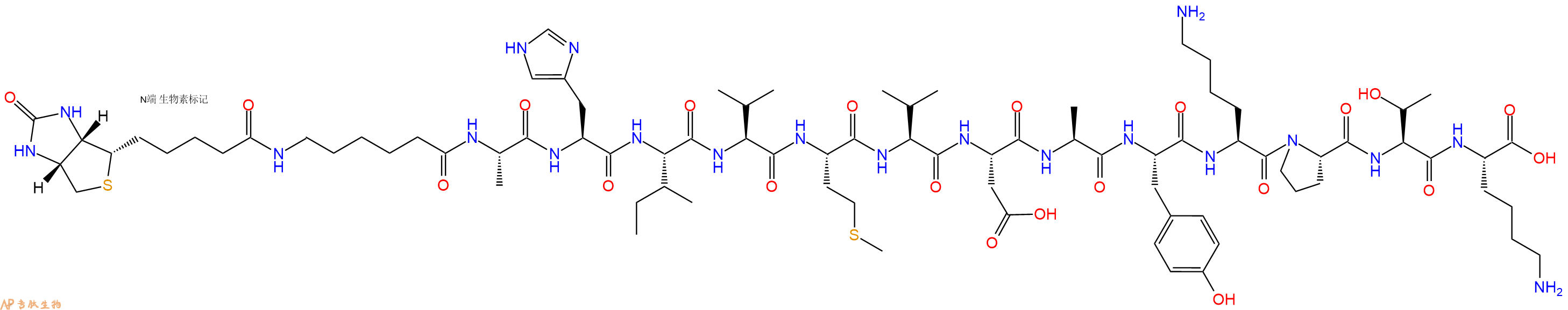 专肽生物产品Biotinyl-Ahx-Ala-His-Ile-Val-Met-Val-Asp-Ala-Tyr-Lys-Pro-Thr-Lys-OH