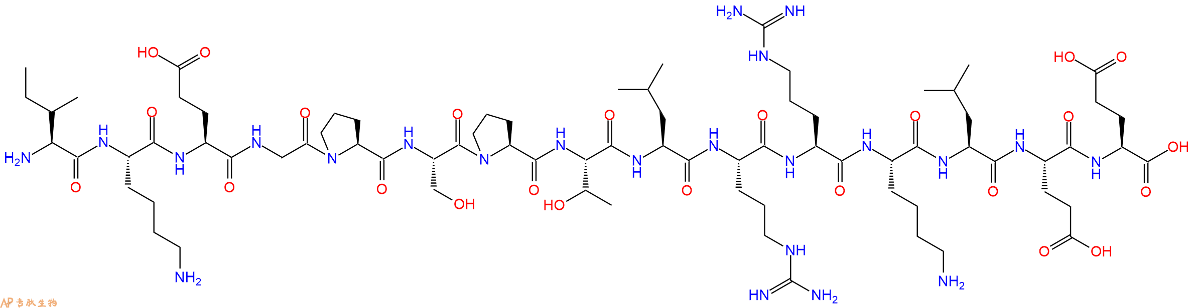 专肽生物产品H2N-Ile-Lys-Glu-Gly-Pro-Ser-Pro-Thr-Leu-Arg-Arg-Lys-Leu-Glu-Glu-OH