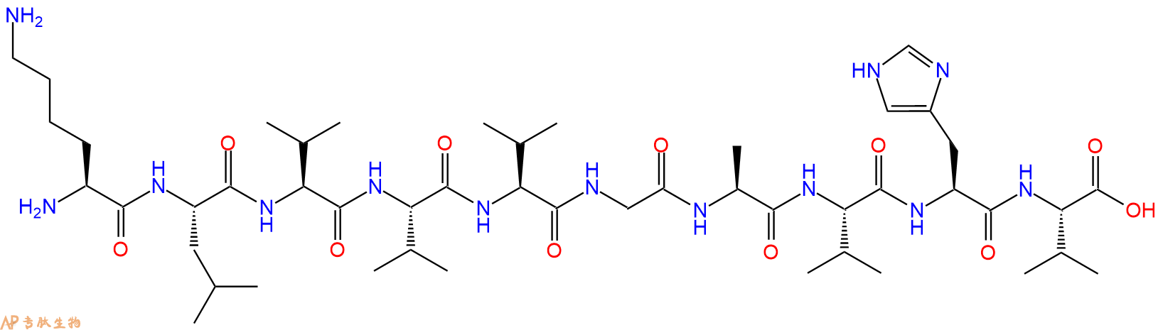 专肽生物产品H2N-Lys-Leu-Val-Val-Val-Gly-Ala-Val-His-Val-OH