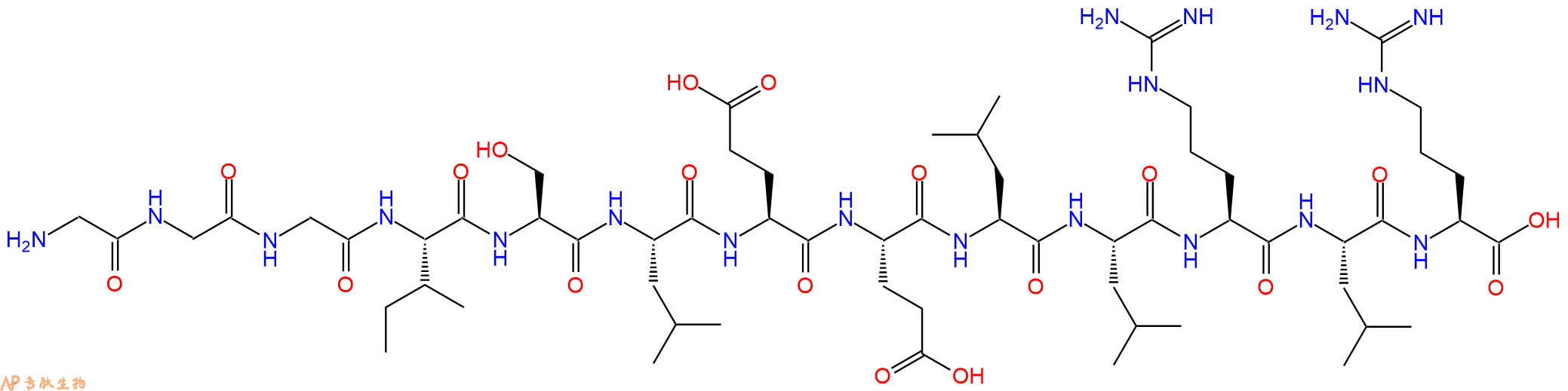 专肽生物产品H2N-Gly-Gly-Gly-Ile-Ser-Leu-Glu-Glu-Leu-Leu-Arg-Leu-Arg-OH
