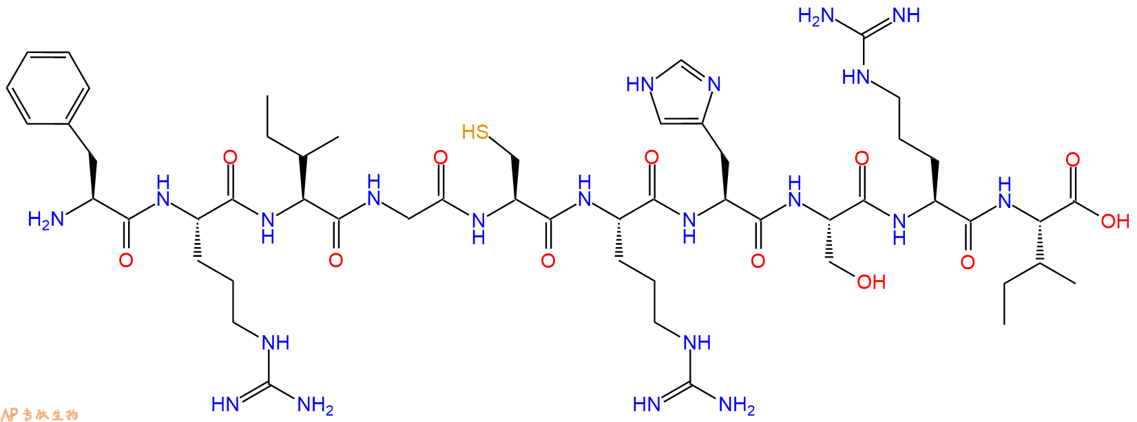 专肽生物产品H2N-Phe-Arg-Ile-Gly-Cys-Arg-His-Ser-Arg-Ile-OH