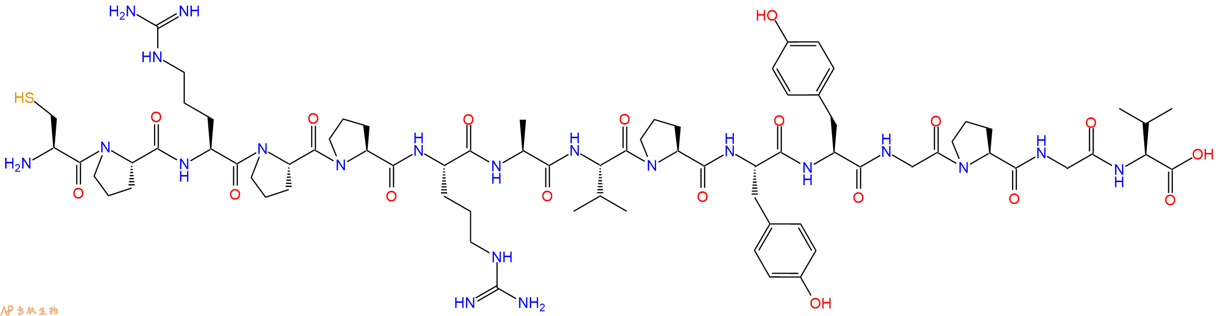 专肽生物产品H2N-Cys-Pro-Arg-Pro-Pro-Arg-Ala-Val-Pro-Tyr-Tyr-Gly-Pro-Gly-Val-OH