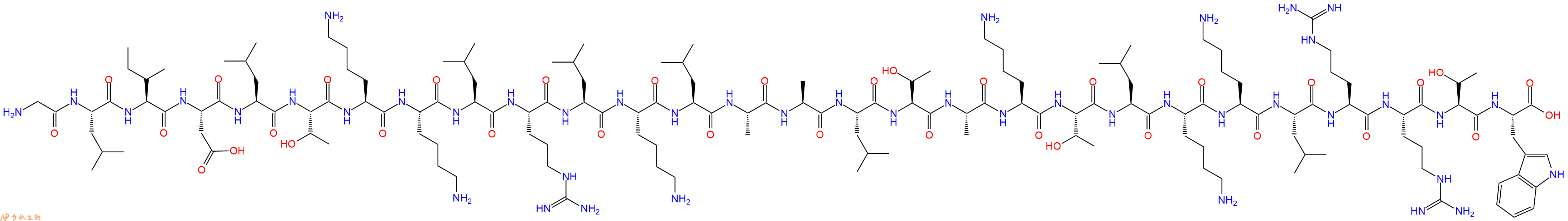 专肽生物产品H2N-Gly-Leu-Ile-Asp-Leu-Thr-Lys-Lys-Leu-Arg-Leu-Lys-Leu-Ala-Ala-Leu-Thr-Ala-Lys-Thr-Leu-Lys-Lys-Leu-Arg-Arg-Thr-Trp-OH
