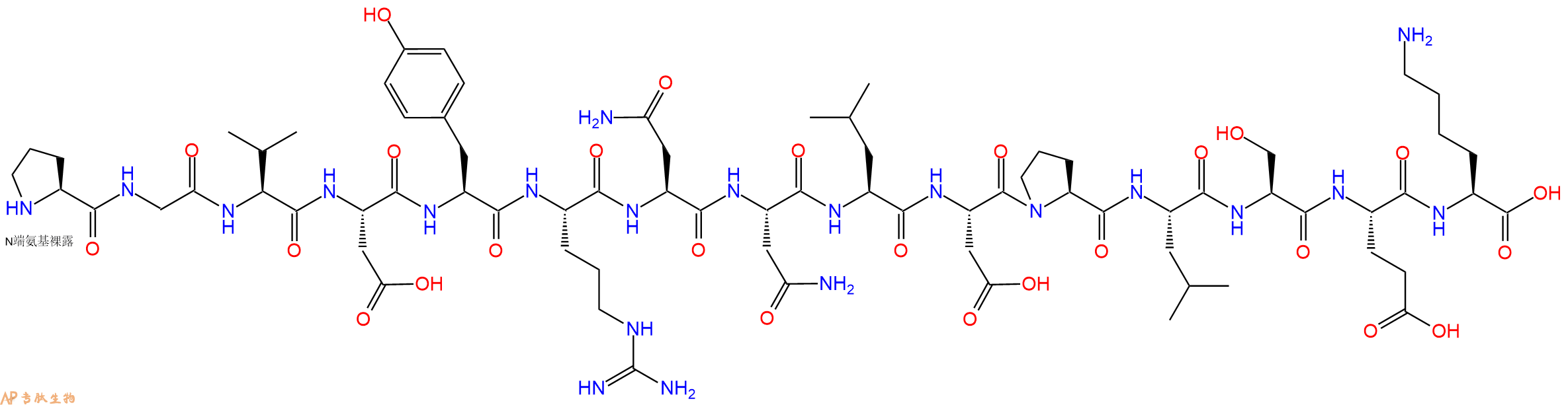 专肽生物产品H2N-Pro-Gly-Val-Asp-Tyr-Arg-Asn-Asn-Leu-Asp-Pro-Leu-Ser-Glu-Lys-OH