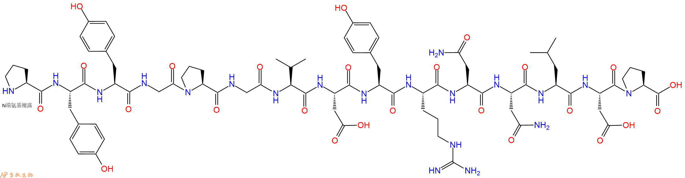 专肽生物产品H2N-Pro-Tyr-Tyr-Gly-Pro-Gly-Val-Asp-Tyr-Arg-Asn-Asn-Leu-Asp-Pro-OH