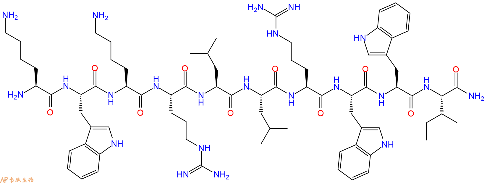 专肽生物产品H2N-Lys-Trp-Lys-Arg-Leu-Leu-Arg-Trp-Trp-Ile-CONH2