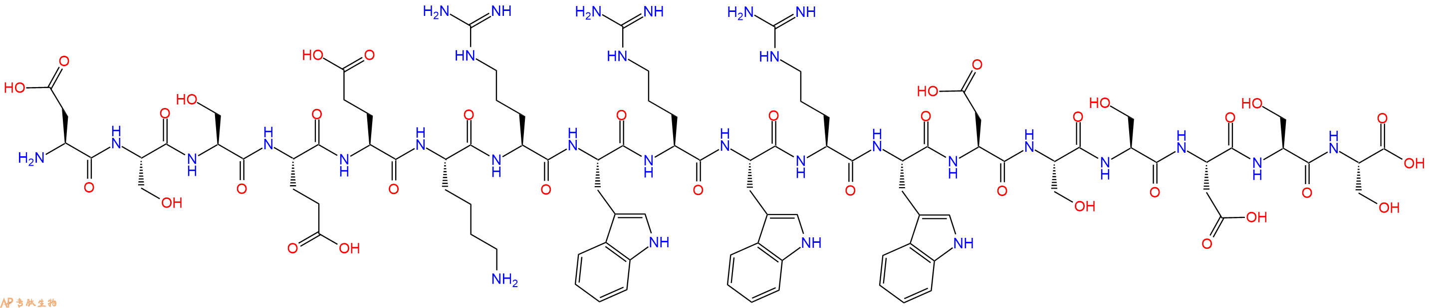 专肽生物产品H2N-Asp-Ser-Ser-Glu-Glu-Lys-Arg-Trp-Arg-Trp-Arg-Trp-Asp-Ser-Ser-Asp-Ser-Ser-OH