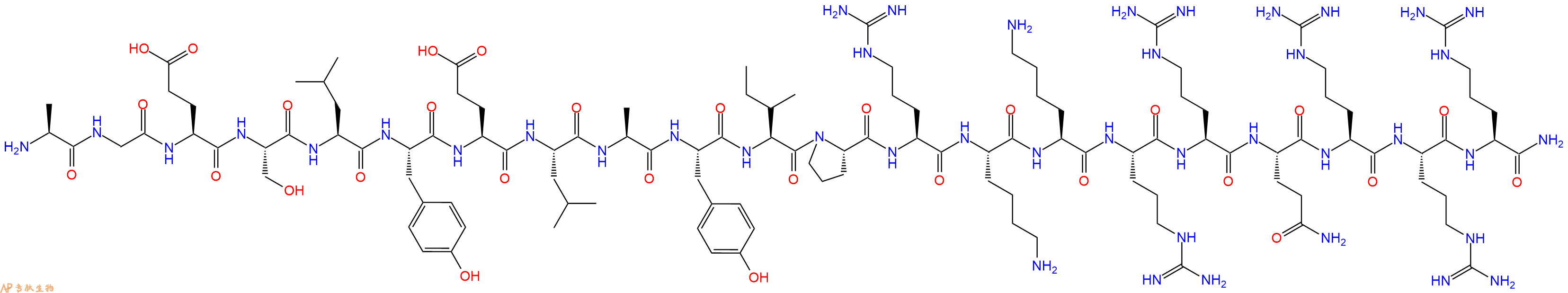 专肽生物产品H2N-Ala-Gly-Glu-Ser-Leu-Tyr-Glu-Leu-Ala-Tyr-Ile-Pro-Arg-Lys-Lys-Arg-Arg-Gln-Arg-Arg-Arg-CONH2