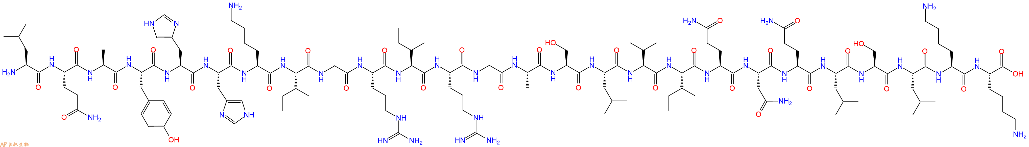 专肽生物产品H2N-Leu-Gln-Ala-Tyr-His-His-Lys-Ile-Gly-Arg-Ile-Arg-Gly-Ala-Ser-Leu-Val-Ile-Gln-Asn-Gln-Leu-Ser-Leu-Lys-Lys-OH