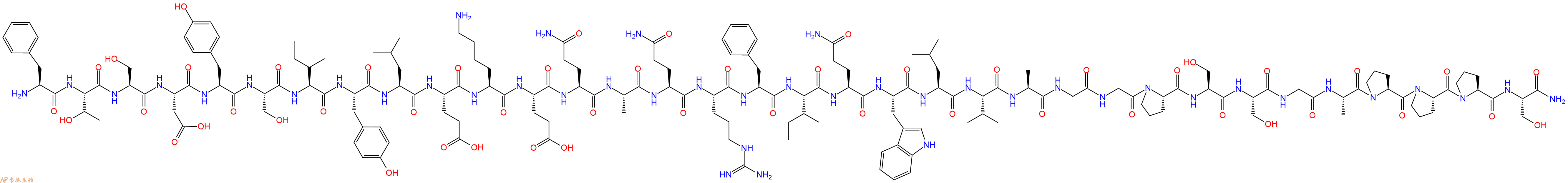 专肽生物产品H2N-Phe-Thr-Ser-Asp-Tyr-Ser-Ile-Tyr-Leu-Glu-Lys-Glu-Gln-Ala-Gln-Arg-Phe-Ile-Gln-Trp-Leu-Val-Ala-Gly-Gly-Pro-Ser-Ser-Gly-Ala-Pro-Pro-Pro-Ser-CONH2