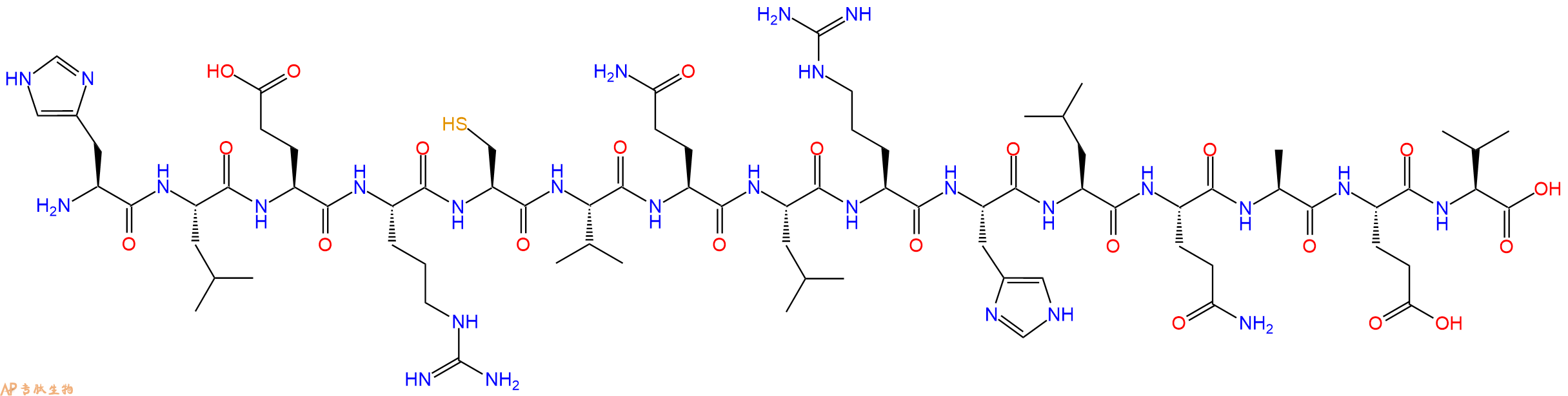 专肽生物产品H2N-His-Leu-Glu-Arg-Cys-Val-Gln-Leu-Arg-His-Leu-Gln-Ala-Glu-Val-OH