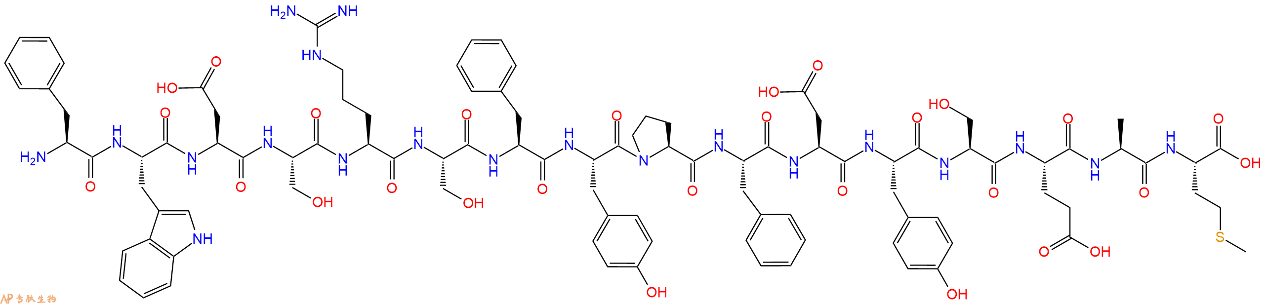 专肽生物产品H2N-Phe-Trp-Asp-Ser-Arg-Ser-Phe-Tyr-Pro-Phe-Asp-Tyr-Ser-Glu-Ala-Met-OH