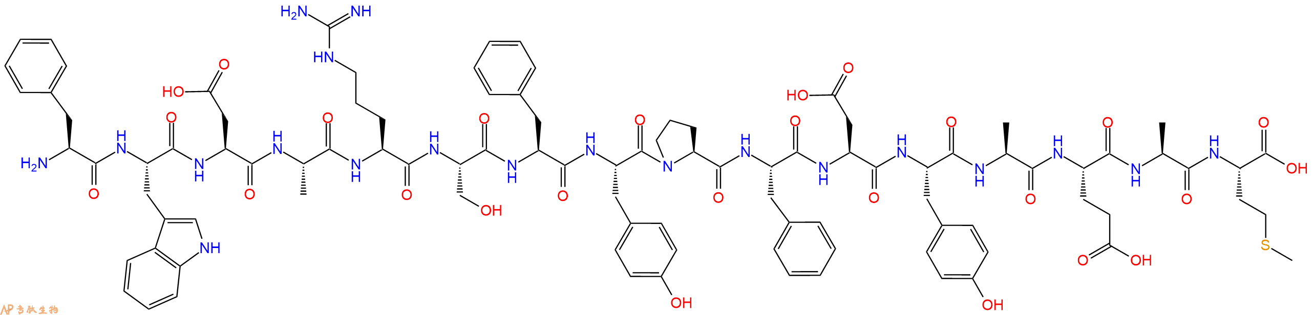 专肽生物产品H2N-Phe-Trp-Asp-Ala-Arg-Ser-Phe-Tyr-Pro-Phe-Asp-Tyr-Ala-Glu-Ala-Met-OH